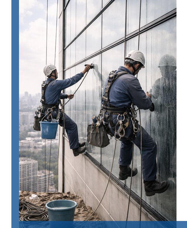 Профессиональная мойка фасадных окон альпинистами в Прохладном