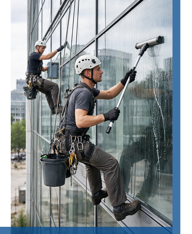 Мойка витражей альпинистами в Прохладном от 758 р. под ключ|ВЫСОТНИК-Прх