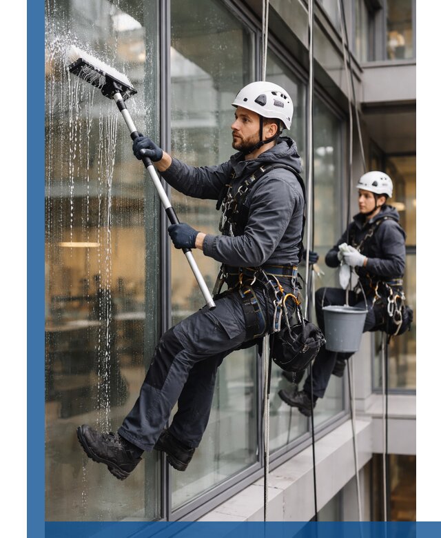 Профессиональная мойка витражей промышленными альпинистами в Прохладном