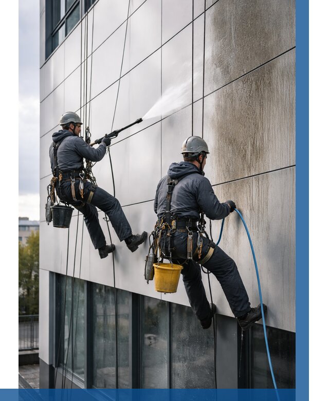 Мойка фасада из композита в Прохладном по цене от 325 р. | ВЫСОТНИК-Прх