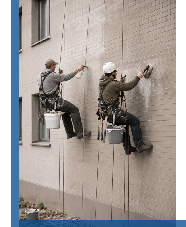 Удаление высолов с фасада зданий в Прохладном без повреждений и следов