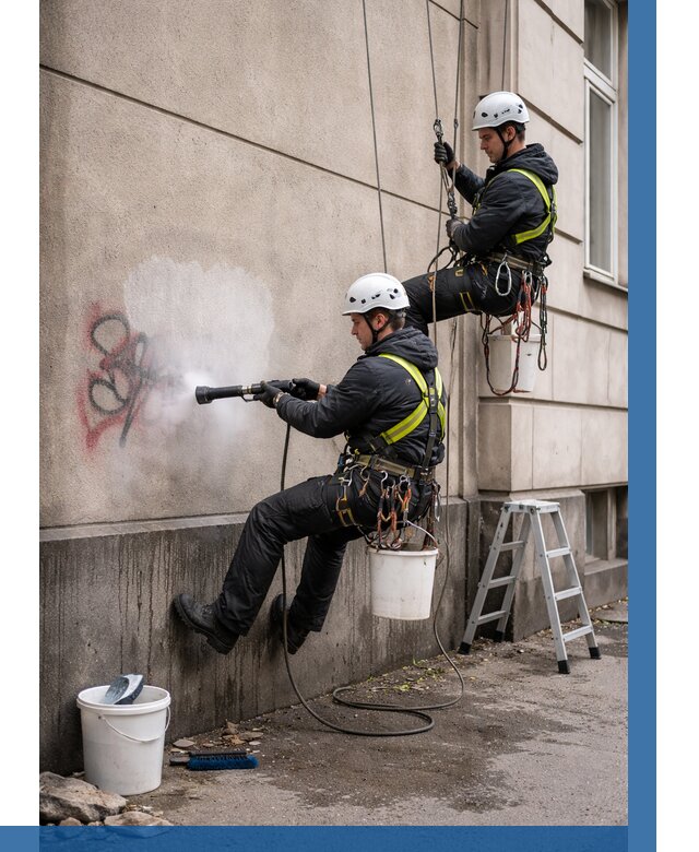 Удаление граффити с фасада в Прохладном от 4875 р. | ВЫСОТНИК-Прх