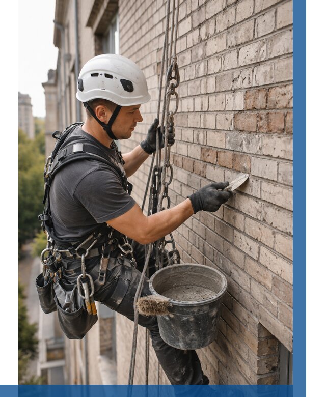 Ремонт кирпичной кладки фасада в Прохладном от 1950 р. | ВЫСОТНИК-Прх