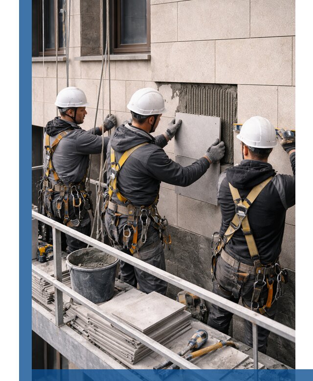 Ремонт облицовки фасада плиткой в Прохладном с гарантией