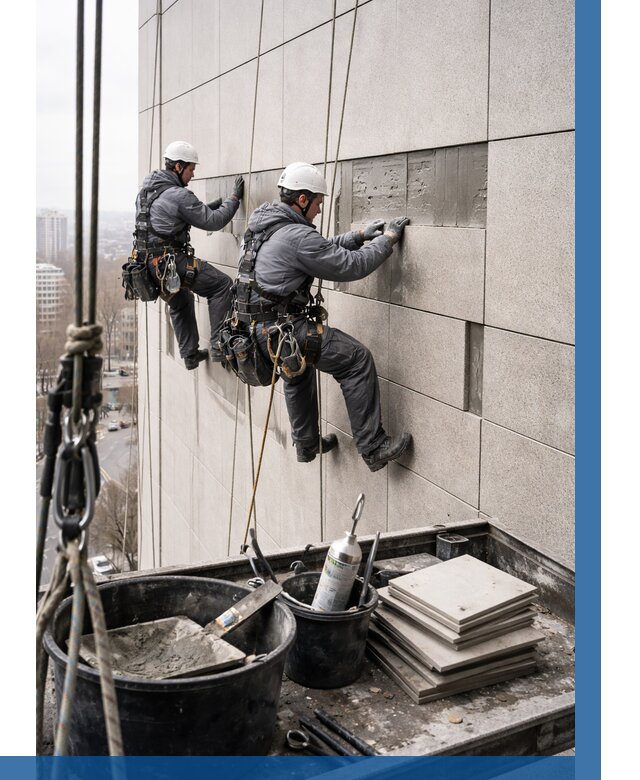 Ремонт фасада из керамогранита в Прохладном от 2708 р. | ВЫСОТНИК-Прх