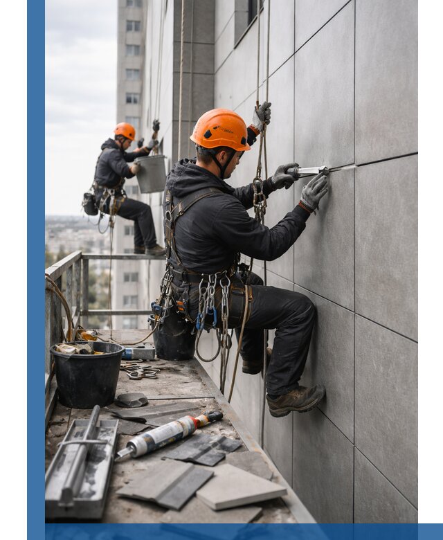 Профессиональный ремонт фасада из керамогранита в Прохладном