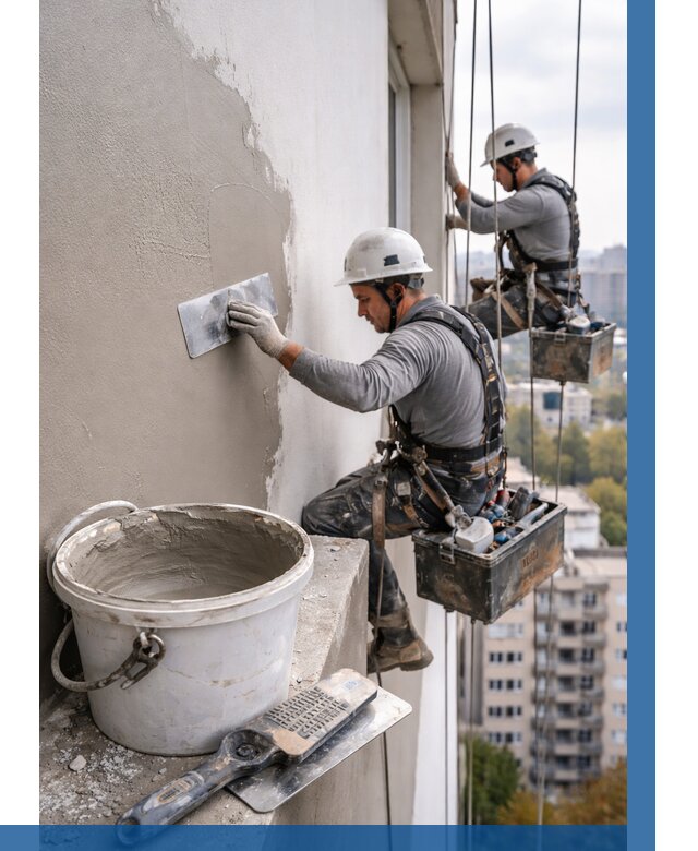 Шпаклевка фасада на высоте в Прохладном от 758 р. | ВЫСОТНИК-Прх