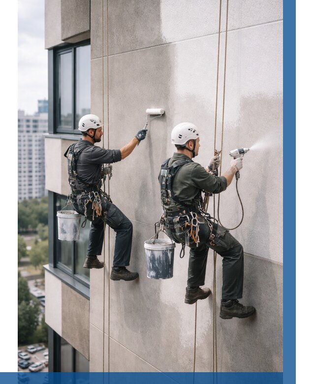 Покраска фасада альпинистами в Прохладном от 325 р. | ВЫСОТНИК-Прх