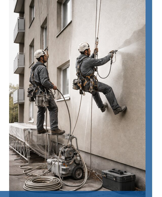 Безвоздушная покраска фасада в Прохладном от 238 р/м² | ВЫСОТНИК-Прх