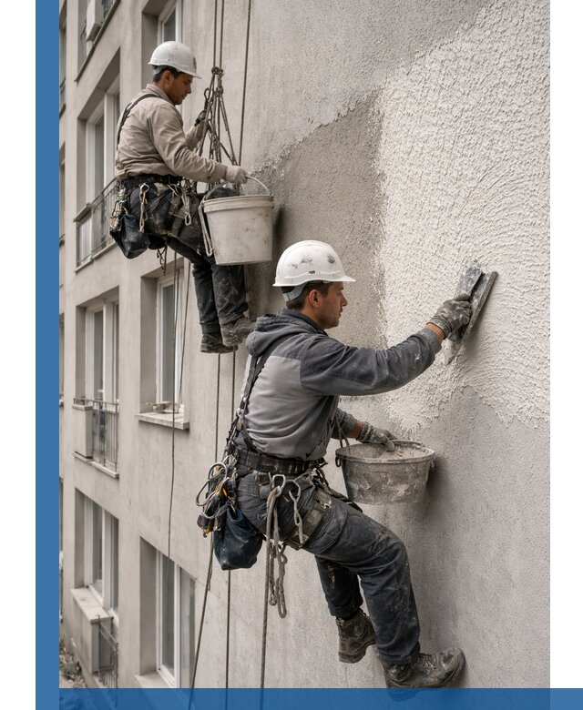 Нанесение декоративной штукатурки короед на фасад в Прохладном