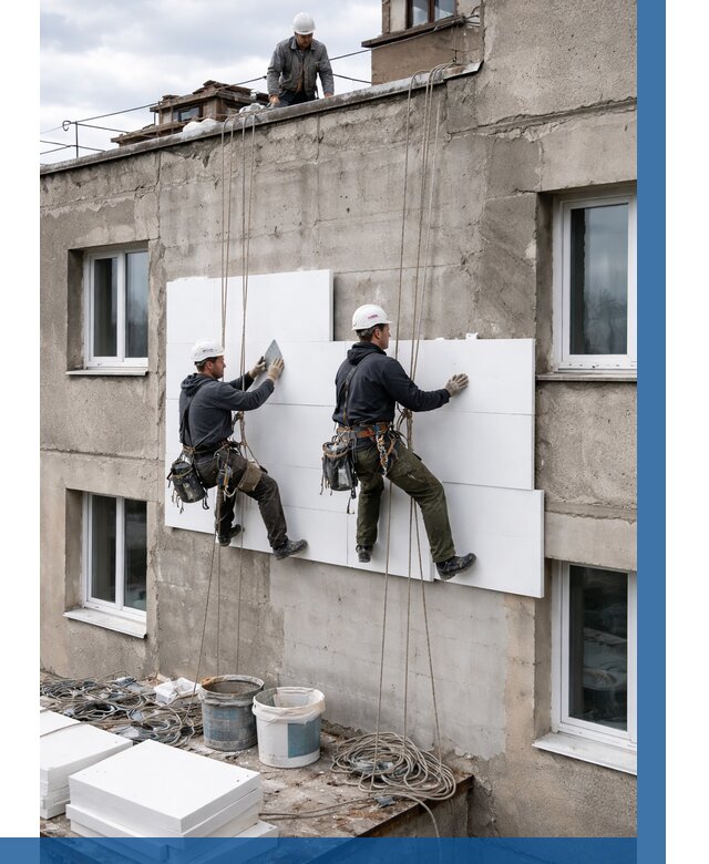 Утепление фасада пенополистиролом в Прохладном от 1950 р. | ВЫСОТНИК-Прх