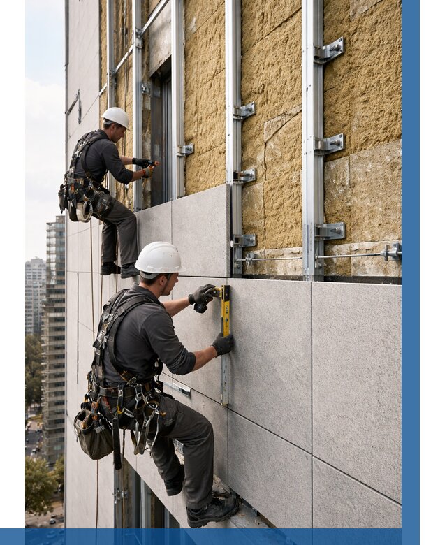 Монтаж вентилируемого фасада в Прохладном от 3792 р. | ВЫСОТНИК-Прх