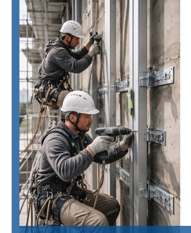 Монтаж и крепление подсистемы вентфасада в Прохладном