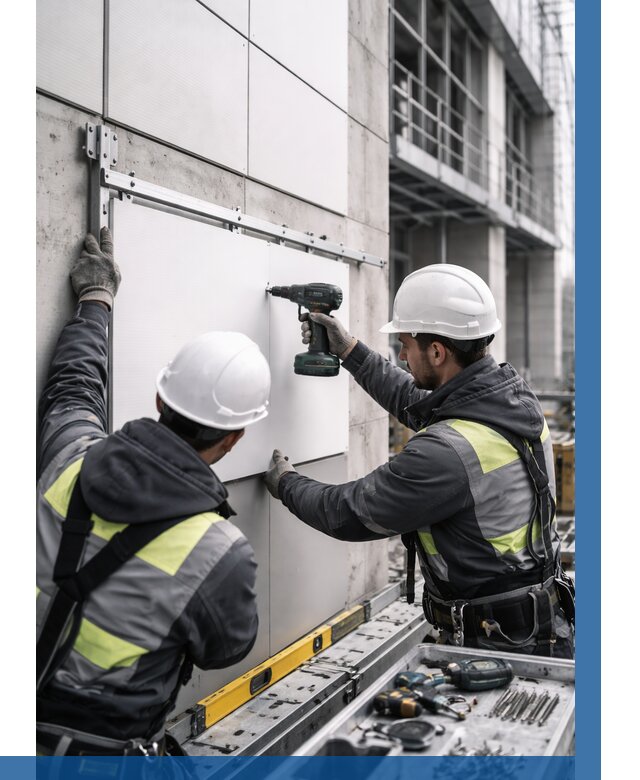 Монтаж композитных панелей фасада в Прохладном от 2708 р. | ВЫСОТНИК-Прх