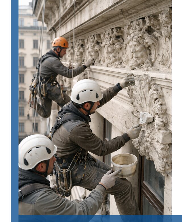 Реставрация фасадной лепнины с высотными работами в Прохладном