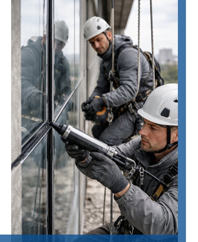 Герметизация витражных швов в Прохладном от 704 р. | ВЫСОТНИК-Прх