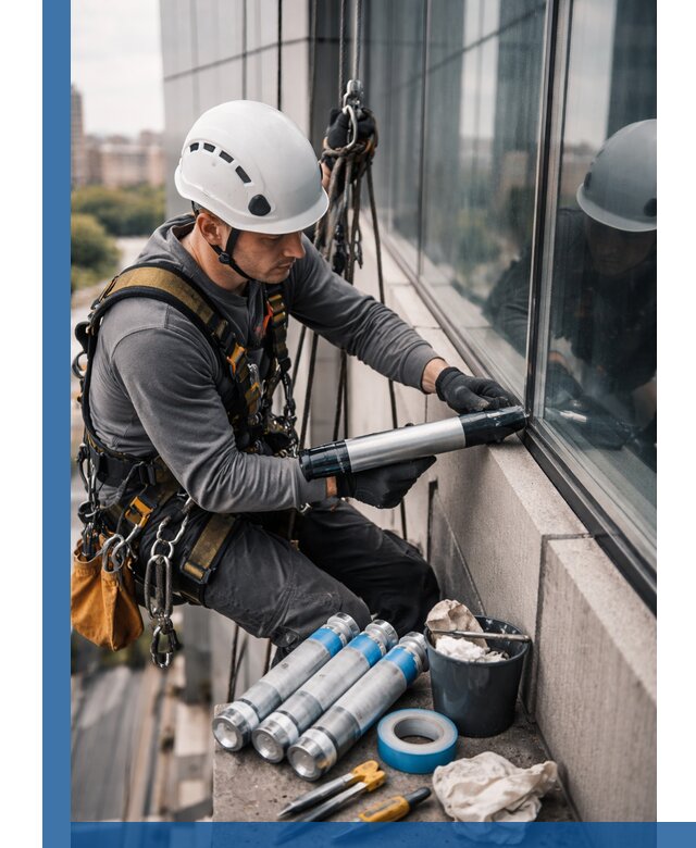 Герметизация стыков витража в Прохладном для герметичных фасадов