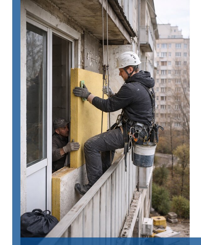 Профессиональное утепление балкона снаружи в Прохладном под ключ