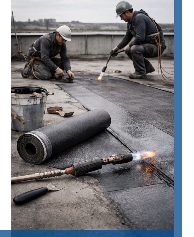 Ремонт рулонной кровли в Прохладном от 704 р. | ВЫСОТНИК-Прх