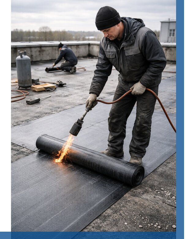 Ремонт наплавляемой кровли в Прохладном от 758 р. | ВЫСОТНИК-Прх