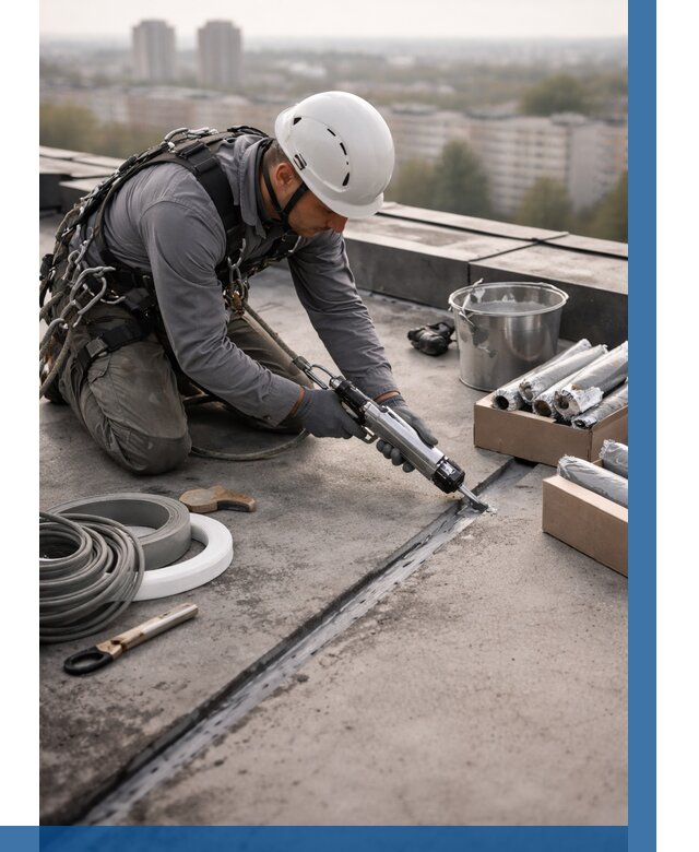 Герметизация швов кровли в Прохладном от 487 р./м2 | ВЫСОТНИК-Прх