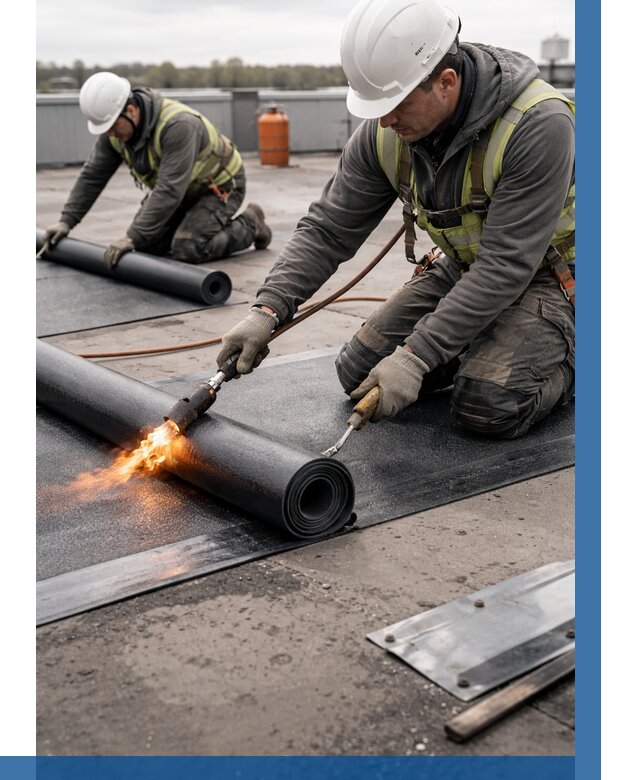 Монтаж наплавляемой кровли в Прохладном от 921 р. — ВЫСОТНИК-Прх