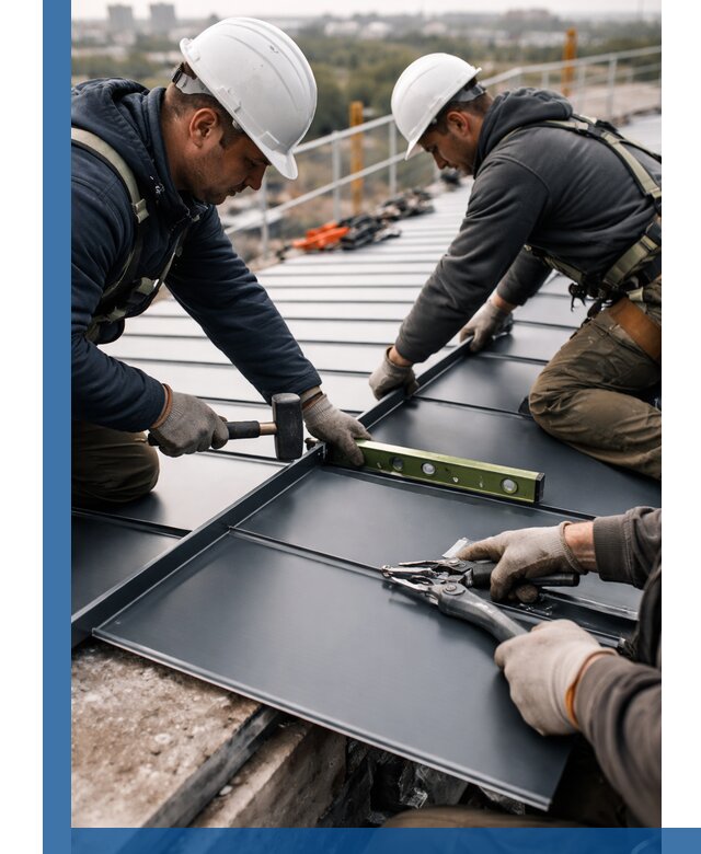 Монтаж фальцевой кровли в Прохладном для промышленных зданий