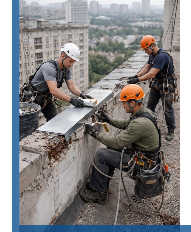 Ремонт парапета на кровле в Прохладном, высотные работы с гарантией