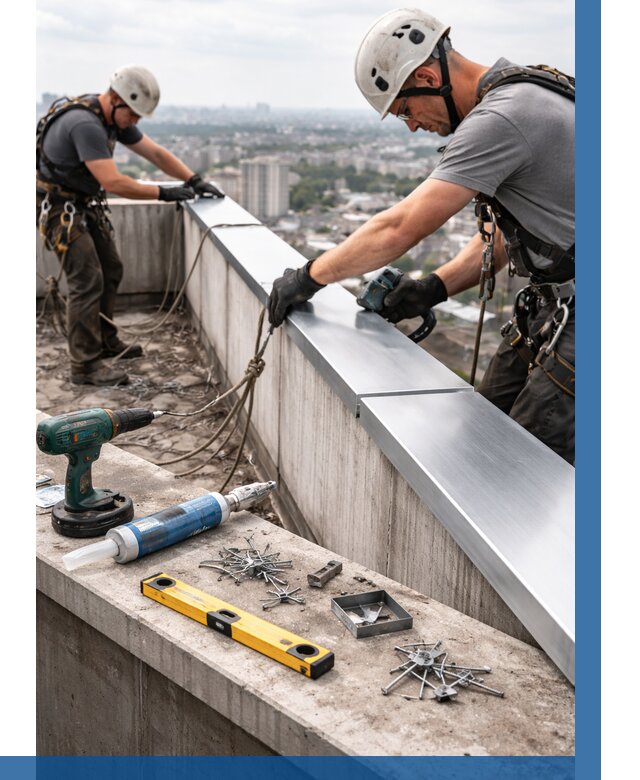 Монтаж парапетных крышек в Прохладном от 867 р. | ВЫСОТНИК-Прх