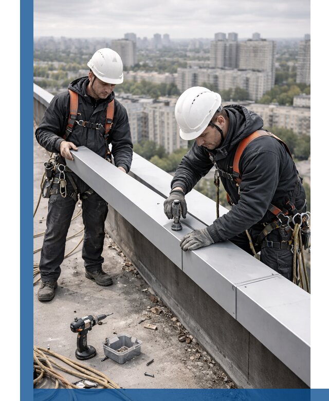 Монтаж парапетных крышек и ограждений кровли в Прохладном