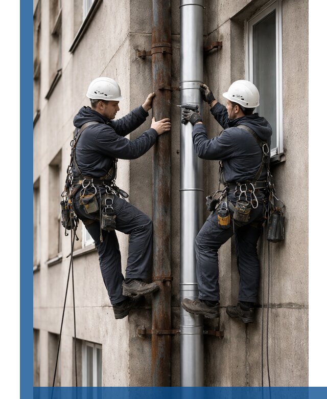 Замена водосточных труб в Прохладном: монтаж и демонтаж под ключ