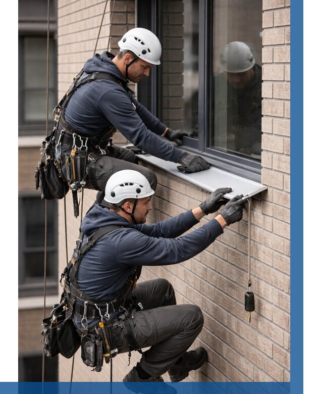 Монтаж оконных отливов под ключ в Прохладном от 3792 р. | ВЫСОТНИК-Прх