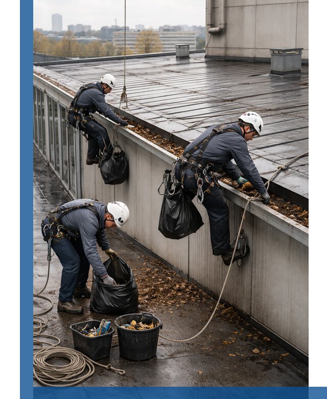 Очистка кровли по периметру в Прохладном силами промышленных альпинистов