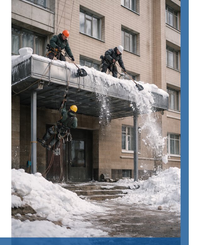 Очистка козырьков от снега в Прохладном от 3792 р. | ВЫСОТНИК-Прх