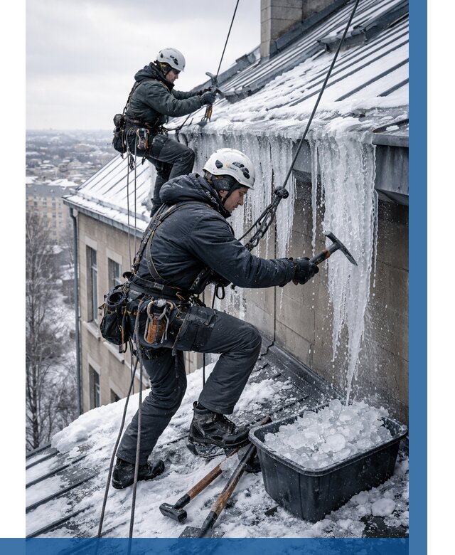 Удаление наледи с кровли в Прохладном от 5958 р. | ВЫСОТНИК-Прх