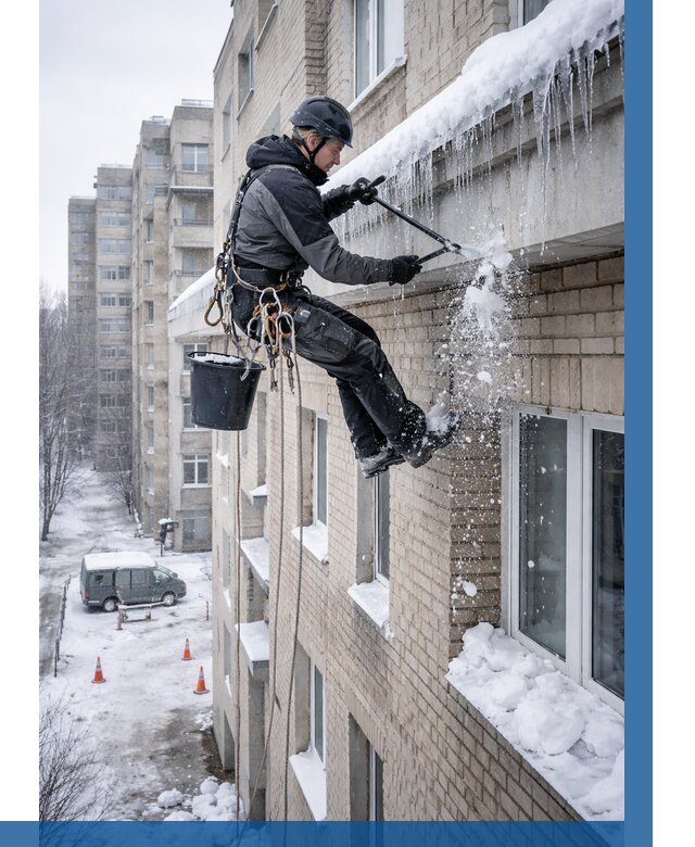 Удаление наледи с карнизов в Прохладном от 379 р. | ВЫСОТНИК-Прх