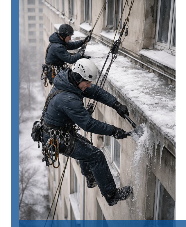 Удаление наледи и сосулек с карнизов в Прохладном профессионально