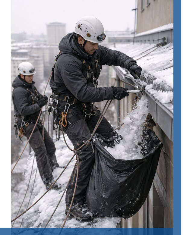 Аварийная очистка крыши в Прохладном под ключ от 325 р. | ВЫСОТНИК-Прх