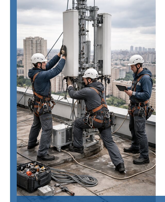 Монтаж антенн связи на крыше в Прохладном с вводом в эксплуатацию