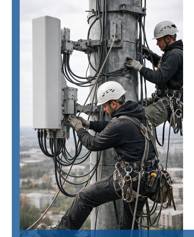 Монтаж оборудования связи на мачте в Прохладном с пусконаладкой