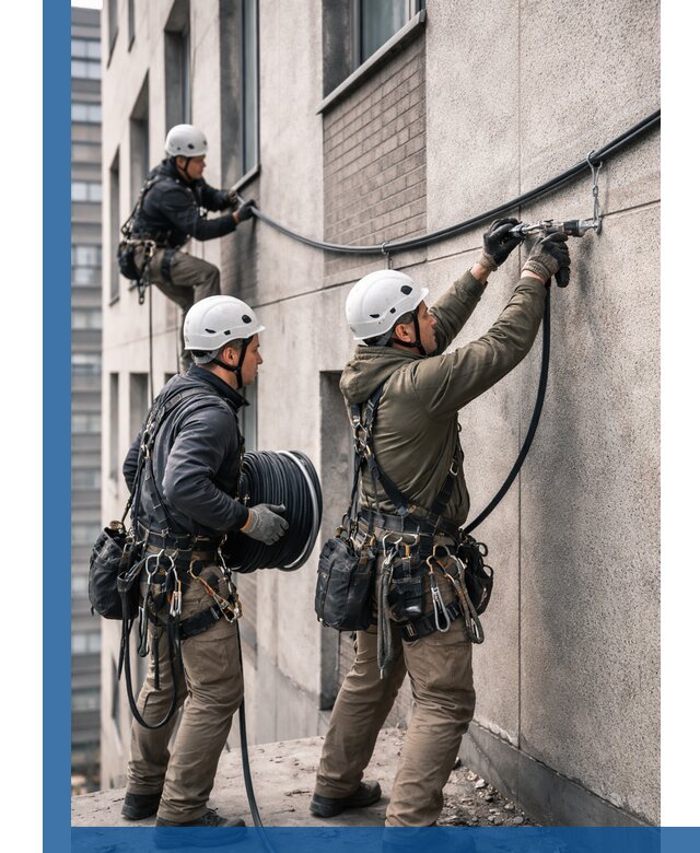 Прокладка кабеля по фасаду в Прохладном, профессиональный монтаж