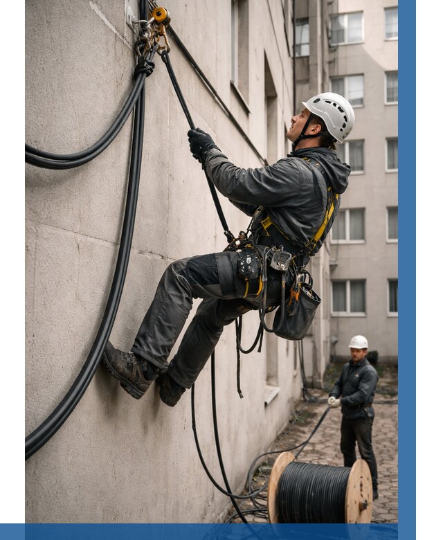 Протяжка кабеля питания на высоте в Прохладном от 487 р. | ВЫСОТНИК-Прх