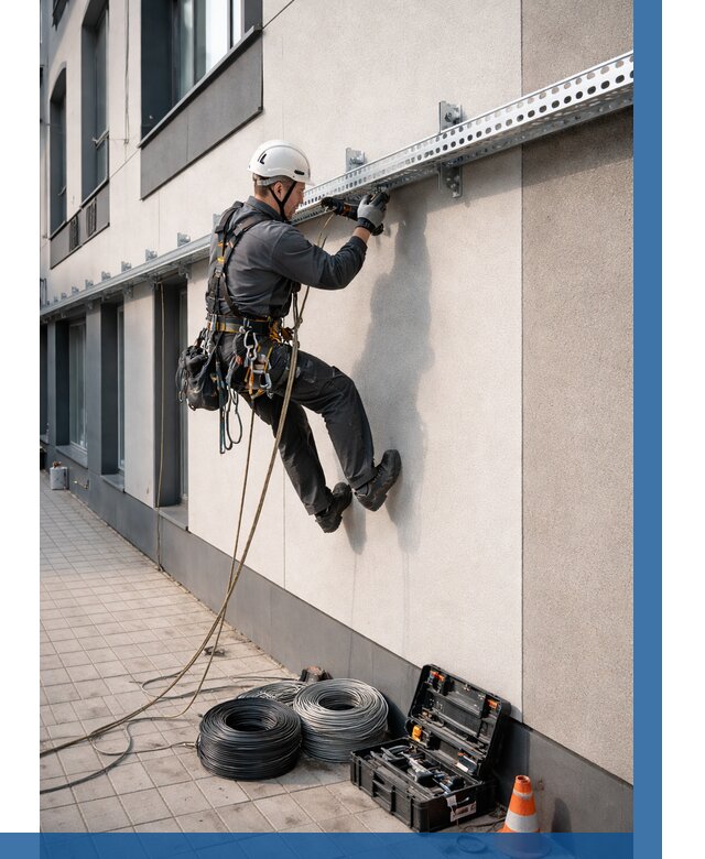 Монтаж кабельных лотков на фасаде в Прохладном от 1300 р. | ВЫСОТНИК-Прх