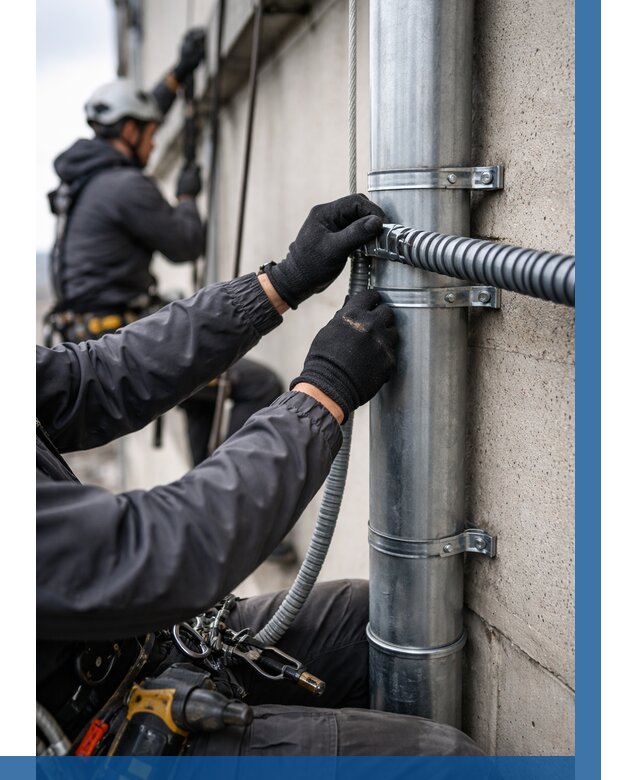 Монтаж гофры для кабеля в Прохладном от 325 р. | ВЫСОТНИК-Прх