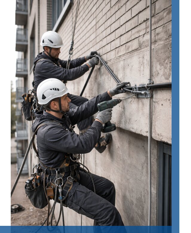 Крепление кабеля на фасаде в Прохладном от 379 р. | ВЫСОТНИК-Прх