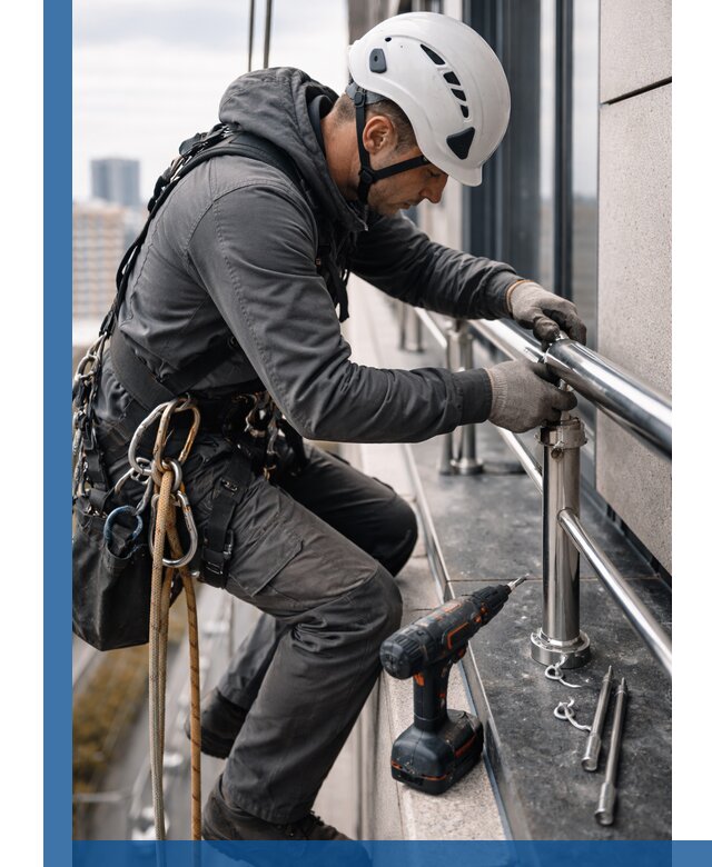 Монтаж ограждений на высоте в Прохладном для зданий и конструкций