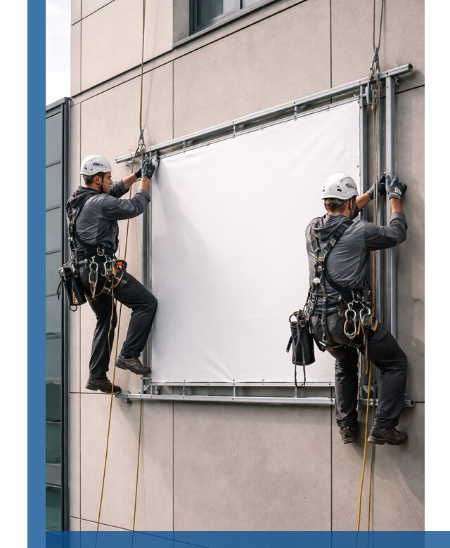 Монтаж наружной рекламной вывески в Прохладном под ключ