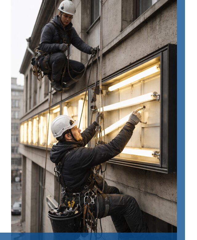 Замена ламп в вывеске в Прохладном под ключ от 3792 р. | ВЫСОТНИК-Прх
