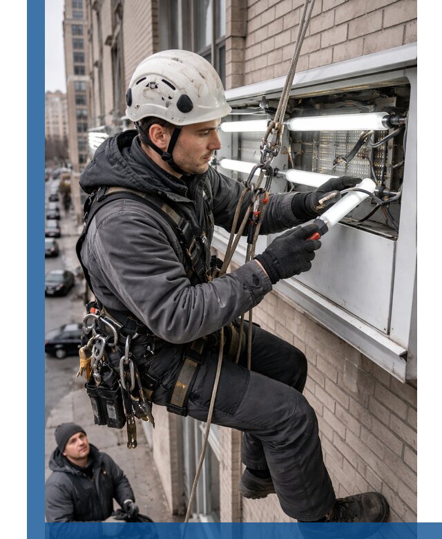 Профессиональная замена ламп в наружной вывеске в Прохладном