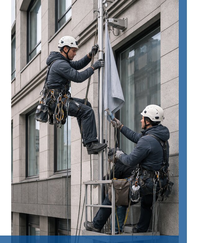 Установка флагов на фасаде в Прохладном от 4875 р. | ВЫСОТНИК-Прх